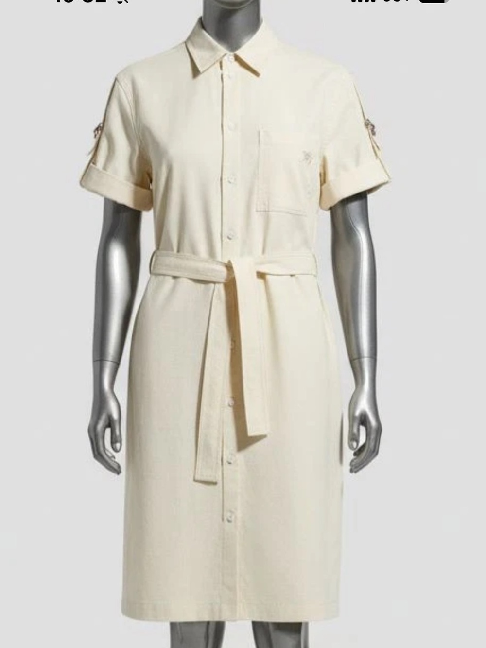 NWT Burberry Cream Midi Dress with Tie Belt
